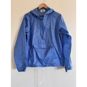 Vtg IZOD Lacoste Jacket Men's Small Nylon 1/4 Zip Rain Windbreaker Hooded Pocket